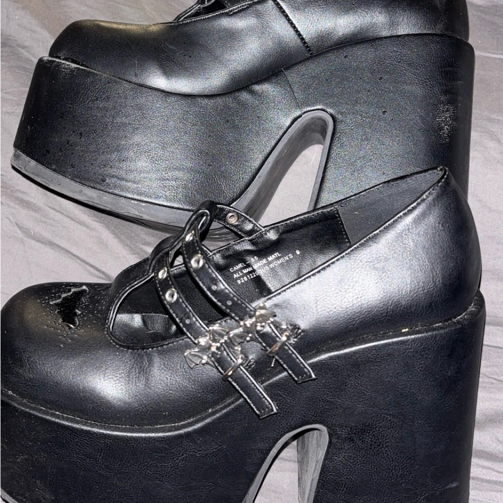 Demonia camel Black Platform maryjanes